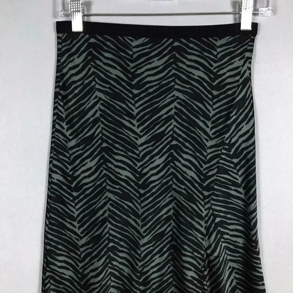 $299 ANINE BING Dolly Silk Skirt Zebra Print Size XS Midi Slit Willow Green Gray - Picture 4 of 16